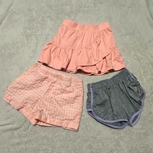 Reebok / Wonder Nation- girls shorts pack of 3 - orange / gray - size M 7/8